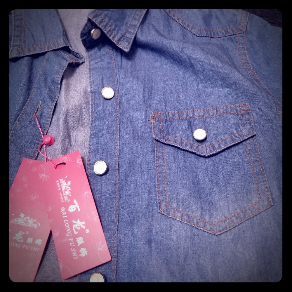 Chambray short sleeved shirt